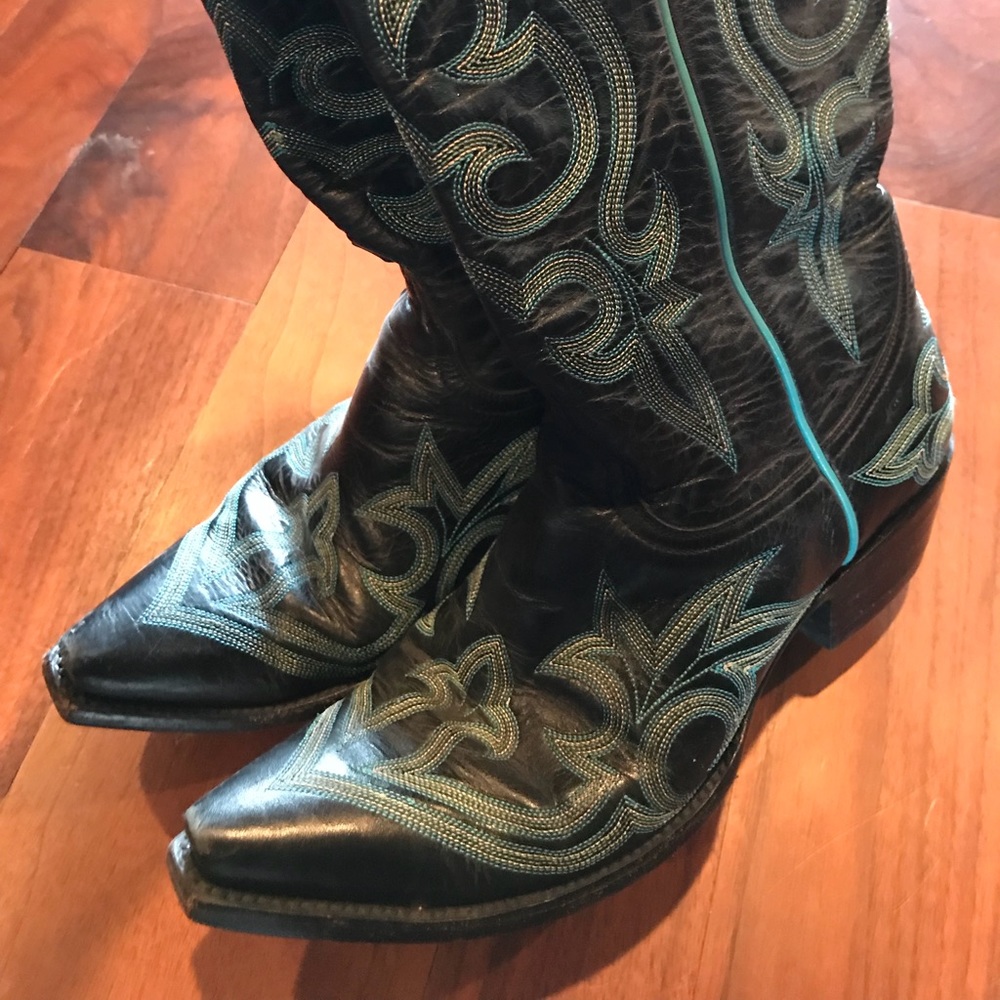 Old gringo turquoise & black cowboy boots